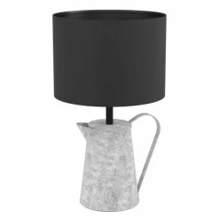 Lampes En Tissu-Luminaires Eglo Lampe de table Eglo-Leuchten KENSAL Gris, Noir, 1 lumière