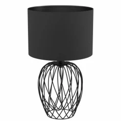 Lampes En Tissu-Luminaires Eglo Lampe de table Eglo-Leuchten NIMLET Noir, 1 lumière