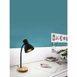 Lampes En Bois-Luminaires Eglo Lampe de table Eglo-Leuchten VERADAL Brun, Noir, 1 lumière