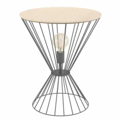 Lampes En Bois-Luminaires Eglo Lampe de table Eglo-Leuchten DESIERTO Brun, Noir, 1 lumière