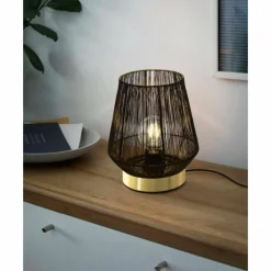 Lampes Dorées-Luminaires Eglo Lampe de table Eglo-Leuchten ESCANDIDOS Laiton, Noir, 1 lumière