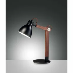 Luminaires Scandinaves-Luminaires Fabas Luce Lampe de table Fabas Luce Sveva Bois foncé, Noir, 1 lumière