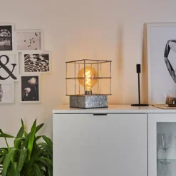 Lampes Industrielles-hofstein Lampe de table Fevaag Nickel mat, 1 lumière