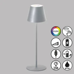 FHL easy Lampe de table Cosenza LED Argenté, 1 lumière, Changeur de couleurs* Éclairage Led