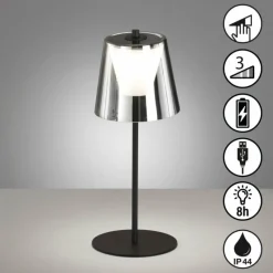 Suspension Verre Fumé-FHL easy Lampe de table FHL-easy Marbella LED Noir, 1 lumière