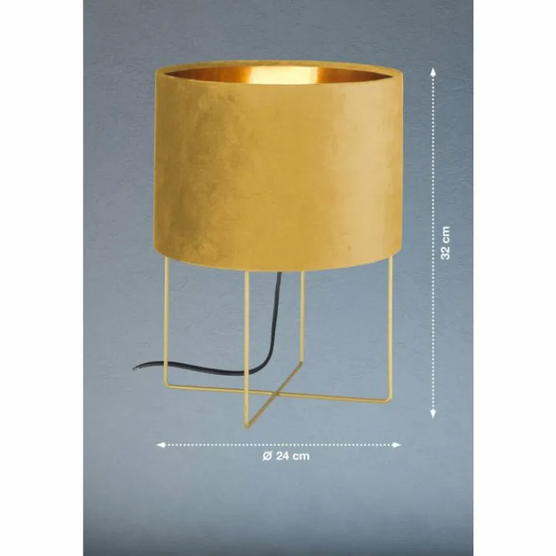 Lampes En Tissu-Luminaires Fischer & Honsel Lampe de table Fischer & Honsel Aura Or, 1 lumière