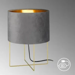 Lampes En Tissu-Luminaires Fischer & Honsel Lampe de table Fischer & Honsel Aura Or, 1 lumière