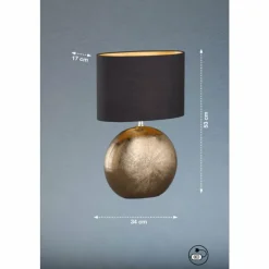 Lampes En Tissu-Luminaires Fischer & Honsel Lampe de table Fischer & Honsel Bali Noir, 1 lumière