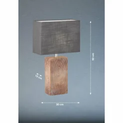 Lampes En Tissu-Luminaires Fischer & Honsel Lampe de table Fischer & Honsel Bronco Couleur bois, 1 lumière