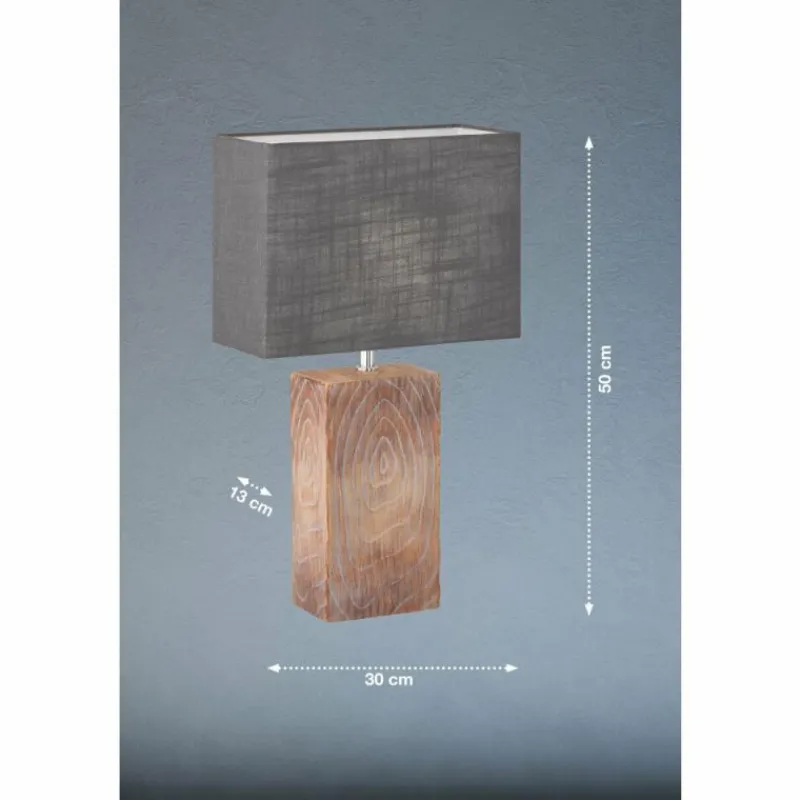 Lampes En Tissu-Luminaires Fischer & Honsel Lampe de table Fischer & Honsel Bronco Couleur bois, 1 lumière