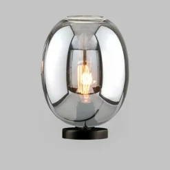 Suspension Verre Fumé-Luminaires Fischer & Honsel Lampe de table Fischer & Honsel Nayla Noir, 1 lumière