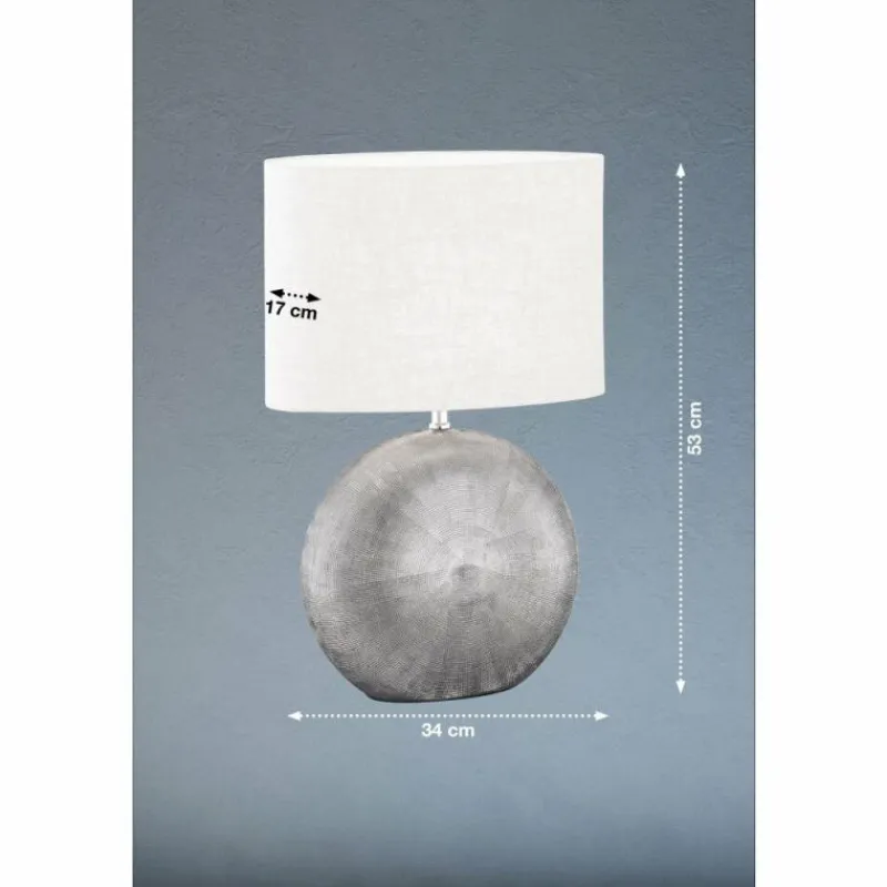 Lampes En Tissu-Luminaires Fischer & Honsel Lampe de table Fischer & Honsel Tobse Argenté, 1 lumière