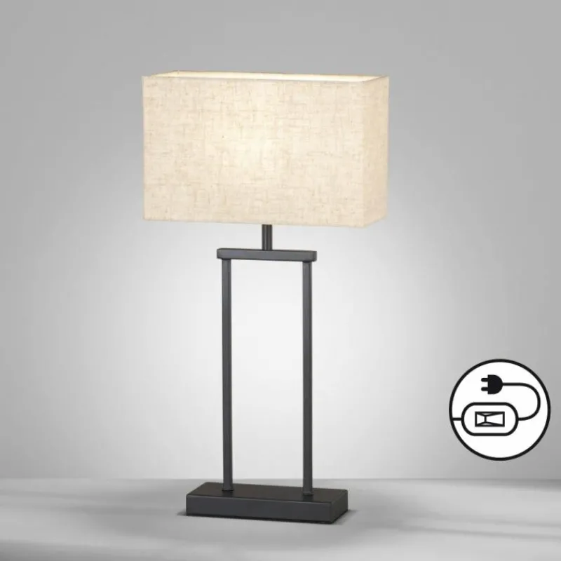 Lampes En Tissu-Luminaires Fischer & Honsel Lampe de table Fischer & Honsel Ann Noir, 1 lumière