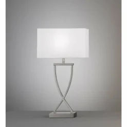 Lampes En Tissu-Luminaires Fischer & Honsel Lampe de table Fischer-Honsel Anni Nickel mat, 1 lumière