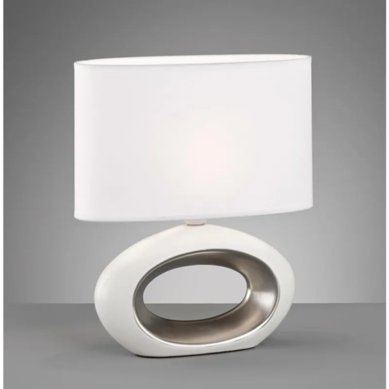 Lampes En Tissu-Luminaires Fischer & Honsel Lampe de table Fischer-Honsel Coba Blanc, 1 lumière