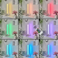 hofstein Lampe de table Flaut LED Nickel mat, 1 lumière, Télécommandes, Changeur de couleurs* Lampes À Poser