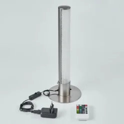 hofstein Lampe de table Flaut LED Nickel mat, 1 lumière, Télécommandes, Changeur de couleurs* Lampes À Poser