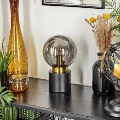 hofstein Lampe de table Flawil Laiton, Noir, 1 lumière