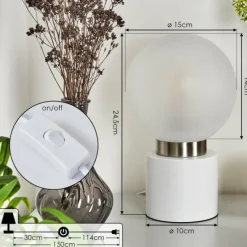 hofstein Lampe de table Flawil Nickel mat, Blanc, 1 lumière