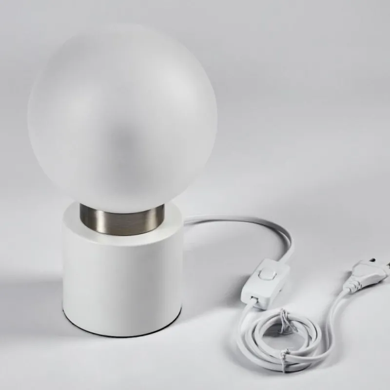 hofstein Lampe de table Flawil Nickel mat, Blanc, 1 lumière