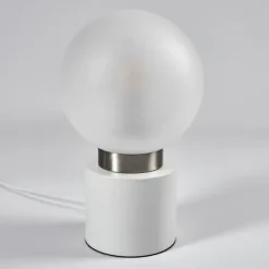 hofstein Lampe de table Flawil Nickel mat, Blanc, 1 lumière