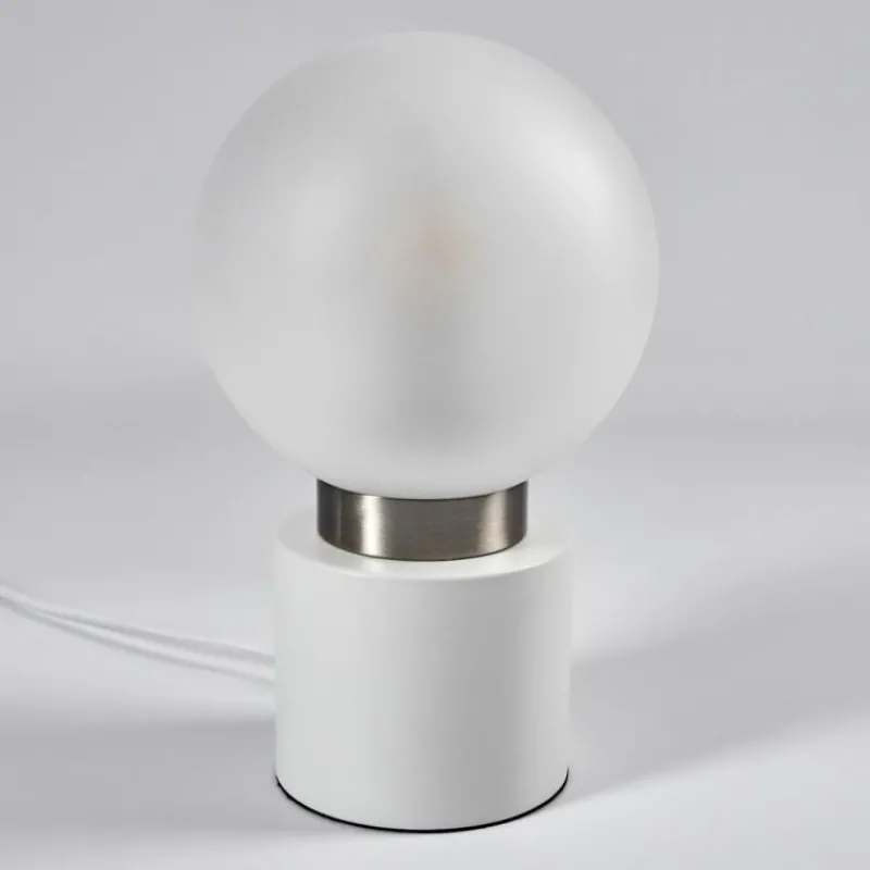hofstein Lampe de table Flawil Nickel mat, Blanc, 1 lumière