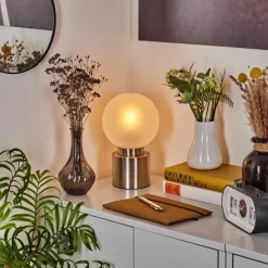 hofstein Lampe de table Flawil Nickel mat, 1 lumière