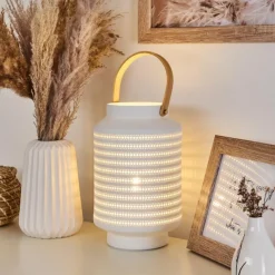 Luminaires Scandinaves-hofstein Lampe de table Forrnes Beige, Blanc, 1 lumière