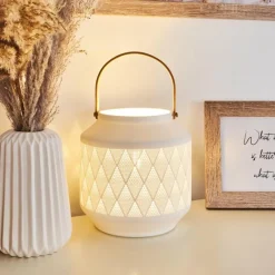 Luminaires Scandinaves-hofstein Lampe de table Forrnes Beige, Blanc, 1 lumière