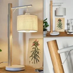 Lampes En Tissu-hofstein Lampe de table Geelong Bois clair, Blanc, 1 lumière