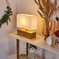 Lampes En Tissu-hofstein Lampe de table Geneva Bois clair, 1 lumière