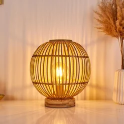 Style Boho-Chic-hofstein Lampe de table Geubus Brun clair, 1 lumière