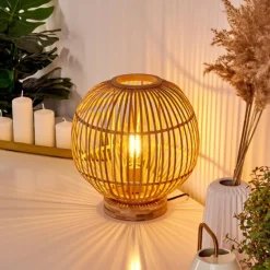 Style Boho-Chic-hofstein Lampe de table Geubus Brun clair, 1 lumière