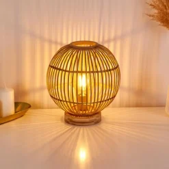 Style Boho-Chic-hofstein Lampe de table Geubus Brun clair, 1 lumière