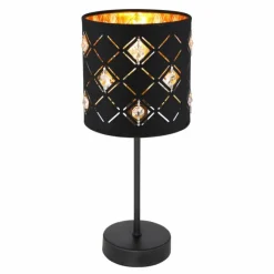 Lampes En Tissu-Luminaires Globo Lighting Lampe de table Globo ABBEY Noir, 1 lumière