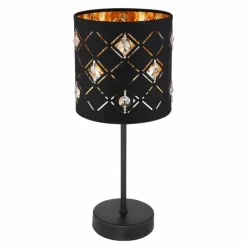 Lampes En Tissu-Luminaires Globo Lighting Lampe de table Globo ABBEY Noir, 1 lumière