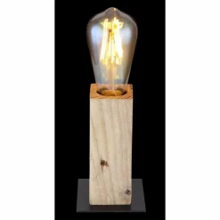 Luminaires Rustiques-Luminaires Globo Lighting Lampe de table Globo ADALIE Bois clair, Noir, 1 lumière