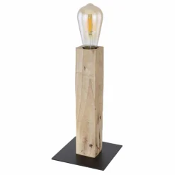 Luminaires Rustiques-Luminaires Globo Lighting Lampe de table Globo ADALIE Bois clair, Noir, 1 lumière