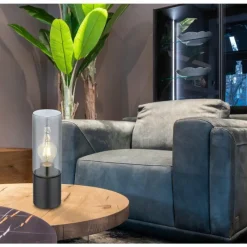 Suspension Verre Fumé-Luminaires Globo Lighting Lampe de table Globo ANNIKA Noir, 1 lumière