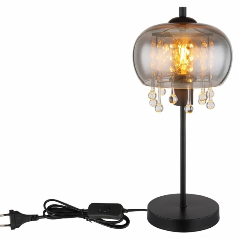 Suspension Verre Fumé-Luminaires Globo Lighting Lampe de table Globo CORRY Noir, 1 lumière