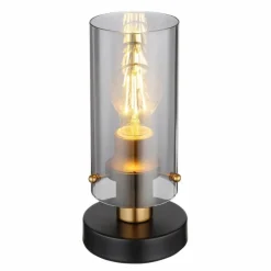 Suspension Verre Fumé-Luminaires Globo Lighting Lampe de table Globo FANNI Laiton, Noir, 1 lumière