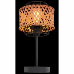 Style Boho-Chic-Luminaires Globo Lighting Lampe de table Globo GINA Bois foncé, Noir, 1 lumière