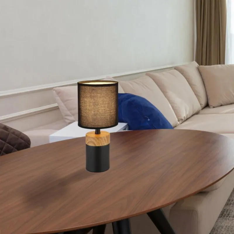 Lampes En Tissu-Luminaires Globo Lighting Lampe de table Globo IGA Couleur bois, Noir, 1 lumière
