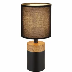 Lampes En Tissu-Luminaires Globo Lighting Lampe de table Globo IGA Couleur bois, Noir, 1 lumière