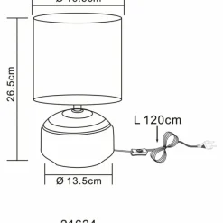 Lampes En Tissu-Luminaires Globo Lighting Lampe de table Globo IGA Gris, Blanc, 1 lumière