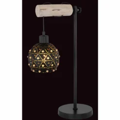 Lampes Dorées-Luminaires Globo Lighting Lampe de table Globo JODIE Bois clair, Noir, 1 lumière