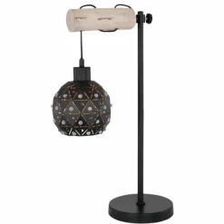 Lampes Dorées-Luminaires Globo Lighting Lampe de table Globo JODIE Bois clair, Noir, 1 lumière
