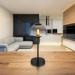 Suspension Verre Fumé-Luminaires Globo Lighting Lampe de table Globo KOKKINI Noir, 1 lumière