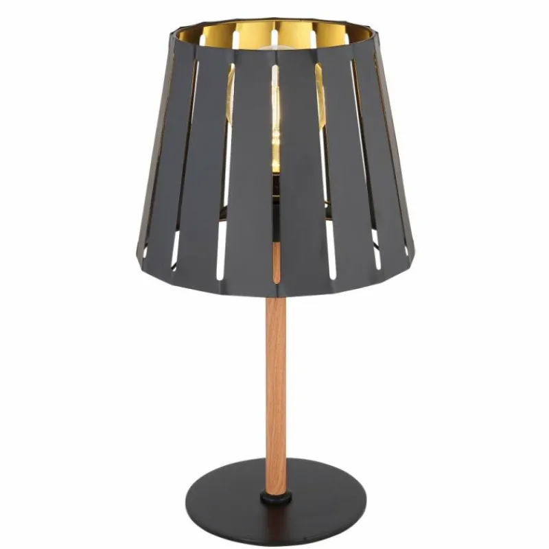 Lampes En Bois-Luminaires Globo Lighting Lampe de table Globo LUNA Couleur bois, Noir, 1 lumière