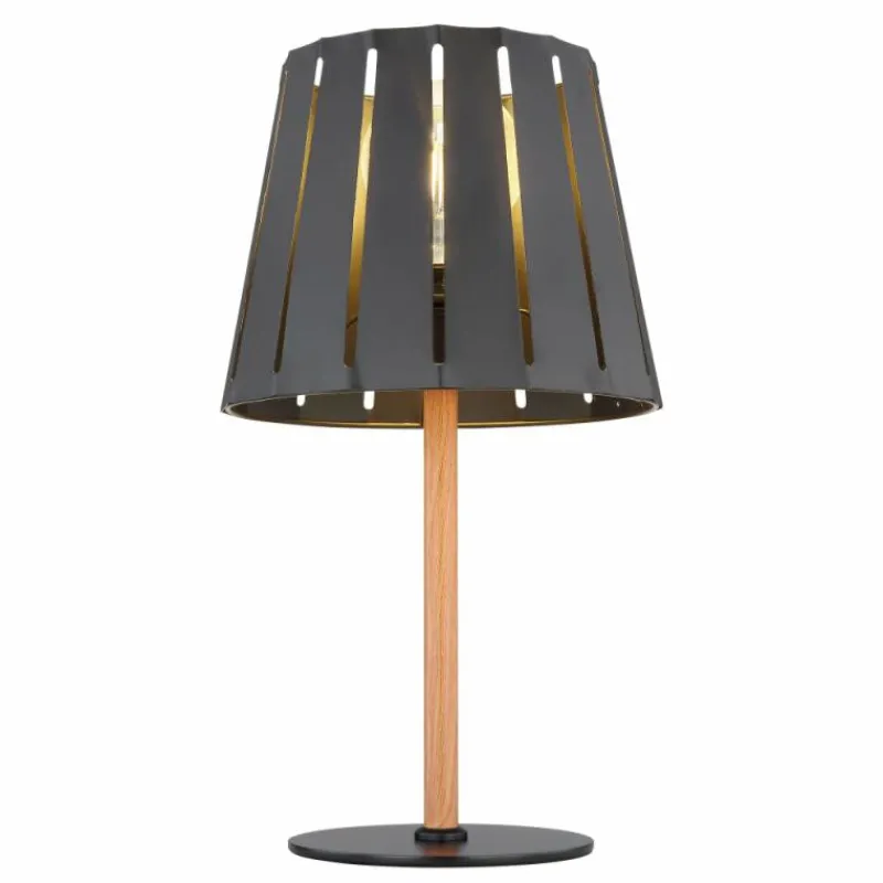 Lampes En Bois-Luminaires Globo Lighting Lampe de table Globo LUNA Couleur bois, Noir, 1 lumière